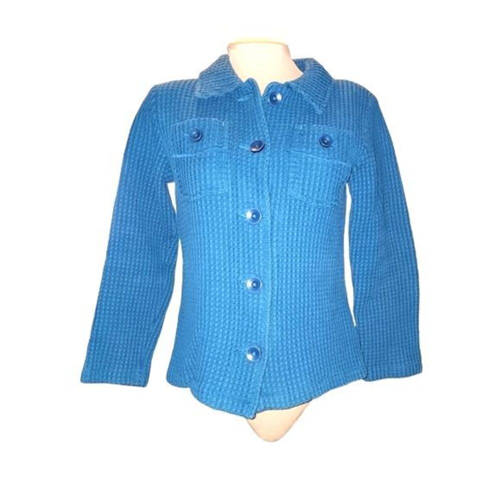 Cabela's Blue Waffle Weave Long Sleeve Button Front Shirt/Jacket Size M